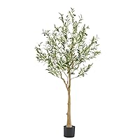 Tall Faux Olive Tree，5Ft(60in) Realistic Texture Potted Silk Artificial Olive Tree， Fake Olive Trees Indoor Outdoor for Home Office Living Room Bedroom Foyer Porch Decor.