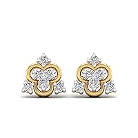 14K Yellow Gold Plated Round AAA Cubic Zirconia Mini Stud Earrings For Womens or Girls