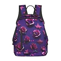 Glitter Sequin rose print Lightweight Laptop Backpack Travel Daypack Bookbag for Women Men for Travel Work