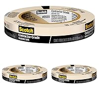 Scotch Contractor Grade Masking Tape, Tan, Tape for General Use, Multi-Surface Adhesive Tape, 0.70 Inches x 60.1 Yards, 1 Roll (Pack of 3)