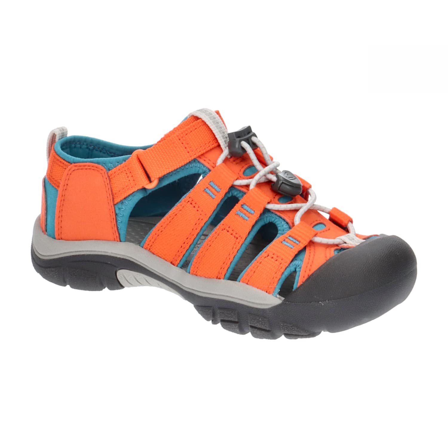 KEEN Newport H2 Closed Toe Water Sandals, Safety Orange/Fjord Blue, 4 US Unisex Big Kid