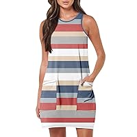 Striped Dress for Women Women's Casual Sleeveless Dresses Beach, S XXL