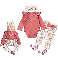Pedolltree Reborn Baby Doll Clothes 22 inch Girl Outfit Accessories for 20-22 Inch Reborn Doll Baby Girl Doll Clothes 4pcs Set
