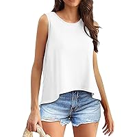 Plus Size Tank Tops for Women 2024 Summer Solid Color Casual Simple Classic with Sleeveless Round Neck Shirts