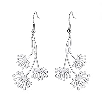 TEAMER Dandelion Drop Earrings Stainless Steel Hollow Dandelion Dangle Drop Plant Earrings Bohemian Fashion Wedding Jewelry for Women