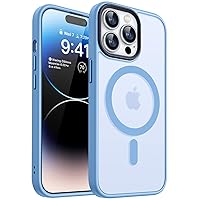 CANSHN Magnetic Designed for iPhone 14 Pro Case [Compatible with Magsafe] [Translucent Matte] Slim Thin Shockproof Protective Bumper Cover Phone Case for iPhone 14 Pro 6.1 Inch - Light Blue