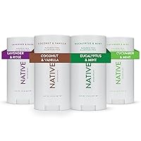 Native Deodorant | Natural Deodorant for Women and Men, Aluminum Free with Baking Soda, Probiotics, Coconut Oil | Coconut & Vanilla, Lavender & Rose, Cucumber & Mint, Eucalyptus & Mint