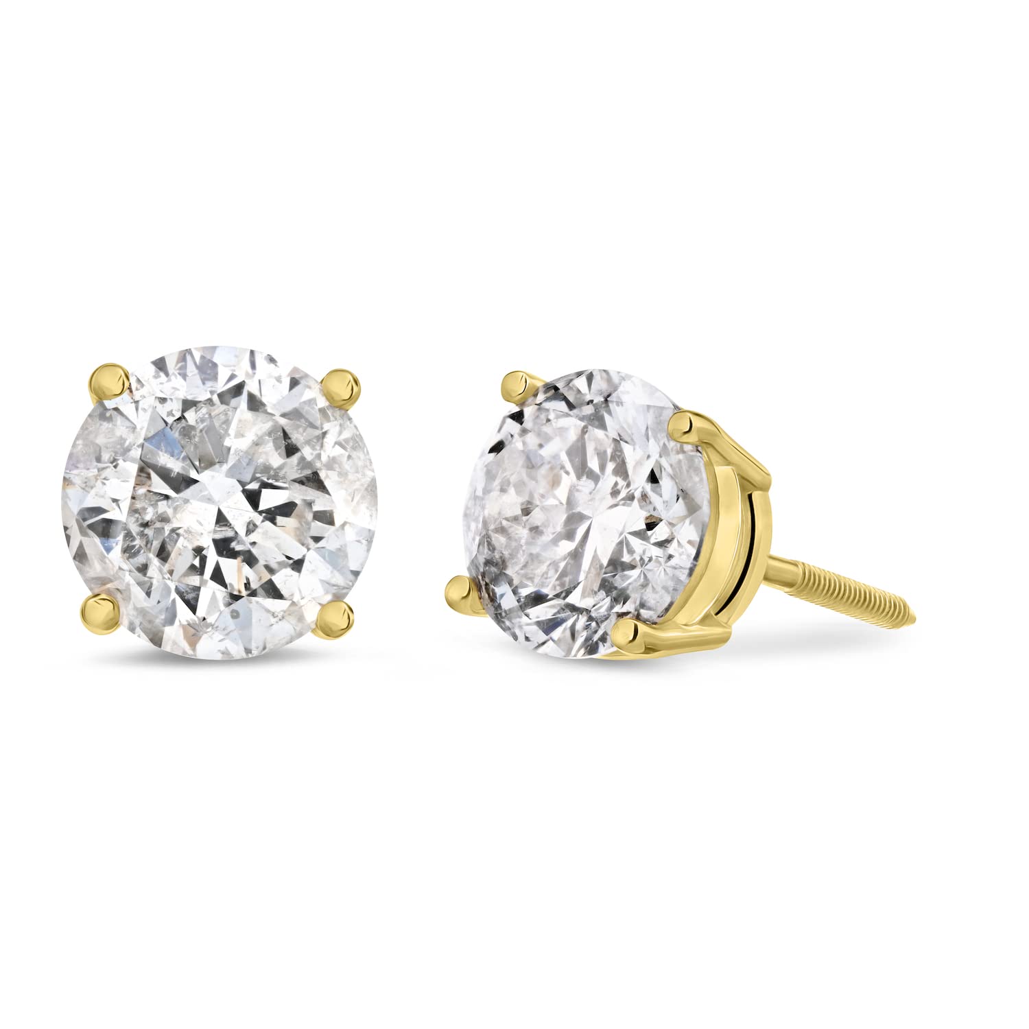Amazon Collection Certified 14k White Gold Diamond with Screw Back and Post Stud Earrings (J-K Color, I1-I2 Clarity)