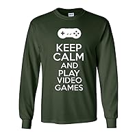 Long Sleeve Adult T-Shirt Keep Calm and Play Video Games Gamer