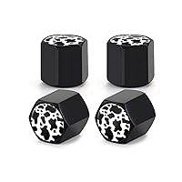 4 Pack Tire Valve Stem Caps Cover Car Accessories,Cute Airtight Dust Proof Covers for Cars, Trucks, SUVs,Bikes, Motorcycles, Bicycles(Black White Cow Skin)