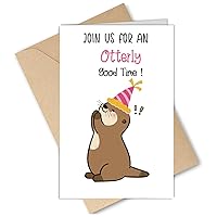 Otter Greeting Birthday Card Cute Funny Greeting Cards Cartoon Invitation Cards Blank Inside with Envelopes for Kids Boy Girl 8 x 5.3 Inch (20x13.5cm) (Pray)