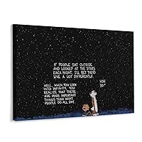 Funny Cartoon Poster Calvin Hobbes Posters (1) Inspirational Black And White Poster Poster Decorative Painting Canvas Wall Art Living Room Posters Bedroom Painting 12x16inch(30x40cm)