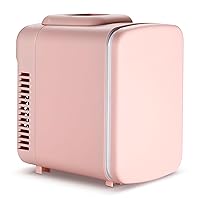 Simple Deluxe Mini Fridge, 4L/6 Can Portable Cooler & Warmer Freon-Free Small Refrigerator Provide Compact Storage for Skincare, Beverage, Food, Cosmetics, Pink