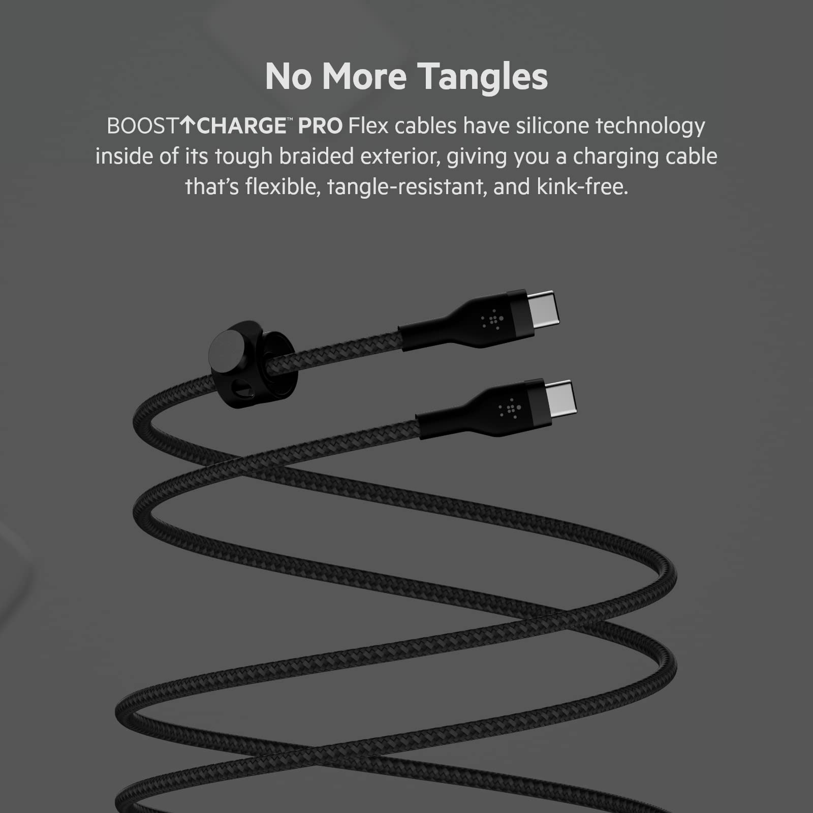 Belkin BoostCharge Pro Flex Braided USB Type C to C Cable (3M/10FT), USB-IF Certified Power Delivery PD Fast Charging Cable for MacBook Pro, iPad Pro, Galaxy S21, Ultra, Plus and More - Black