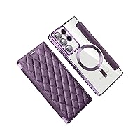 YEXIONGYAN- Luxury PU Flip Case for Samsung Galaxy S23ultra/S23plus/S23 with RFID Blocking and Magnetic Wireless Charging (S23PLUS,Purple-1)