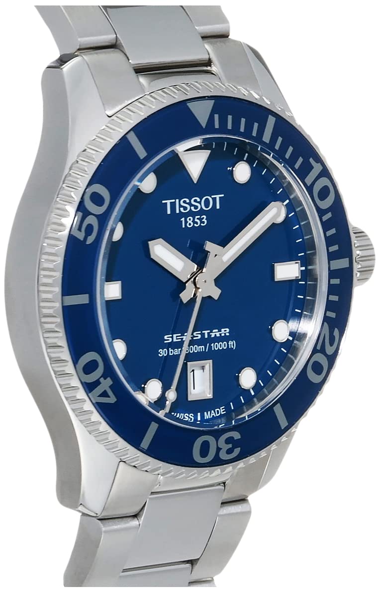 Tissot Unisex Seastar 1000 36mm 316L Stainless Steel case Quartz Watch, Grey, Stainless Steel, 18 (T1202101104100)