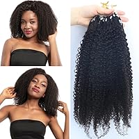 Hesperis Micro Loops Hair Extensions Brazilian 4B 4C Afro Kinky Curly Micro links Human Hair Extensions For Black Women 100 Strands 70G Natural Color (14inch, Afro Kinky Curly)