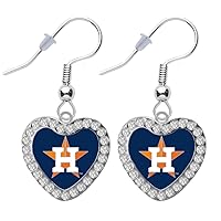 Baseball Crystal Heart Earrings Pierced