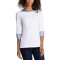 Women's 3/4 Cuffed Sleeve Chambray Casual Top