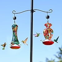 Save 33% with Green and Rainbow Blown Glass Humingbird Feeder
