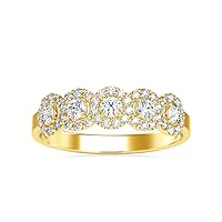 Certified 5 Stone Diamond Ring Studded with 48 Round Natural Diamond in 18k White/Yellow/Rose Gold Wedding Ring for Women | Bridal Ring for Her | Anniversary Ring for Couple (0.45 Ct, IJ-SI)
