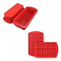 SILIVO 2x Silicone Bread Pans + 2x Silicone Brownie Pans