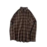 Women Plaid Shirts Autumn Long Sleeve Oversized Blouse Button Up Tops Korean Loose Casual Fall Outwear