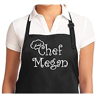 Personalized Apron Embroidered Chef Any Name Design Add a Name, premium quality apron with embroidery, great gift personalized apron - Adjustable Kitchen Cooking Apron for Men & Women
