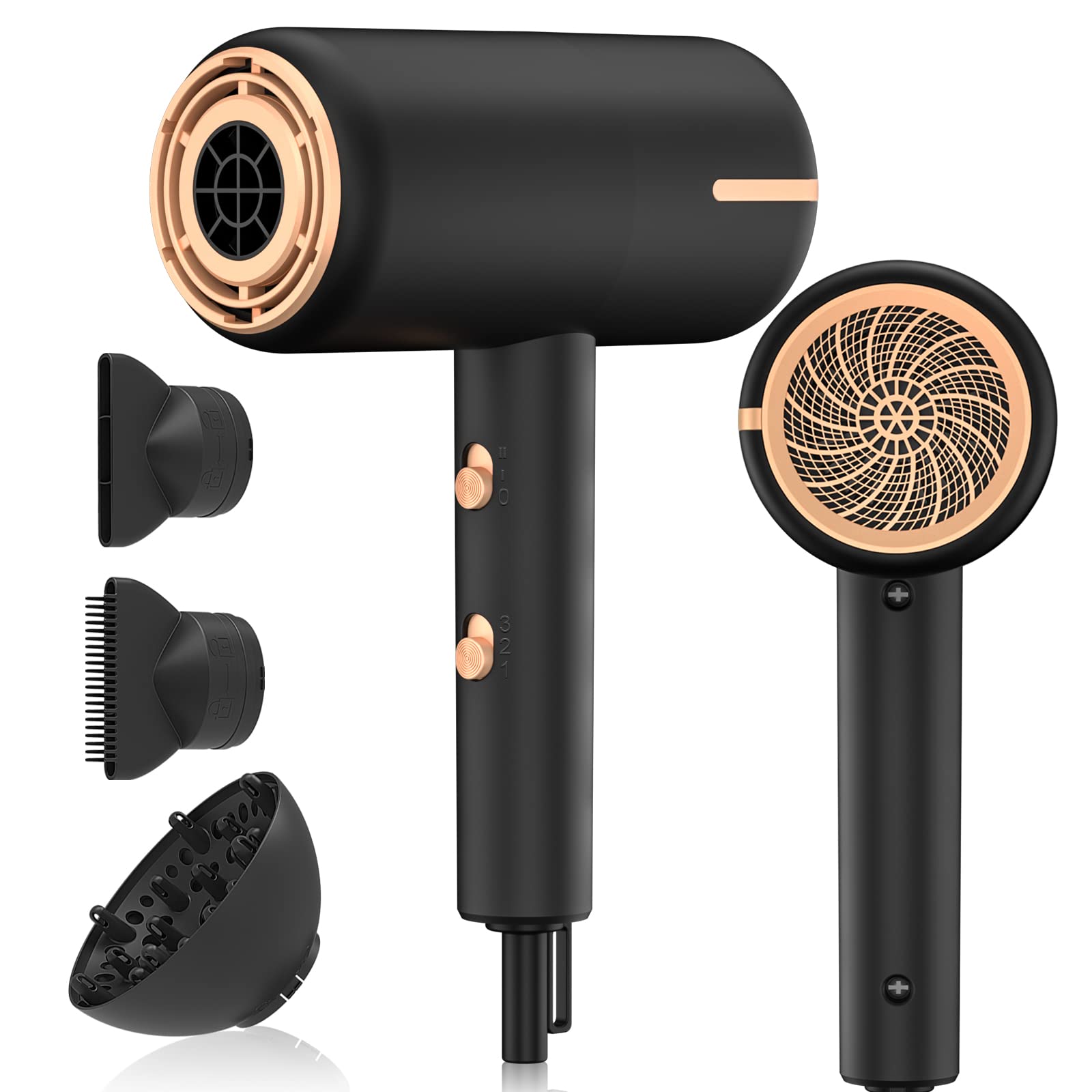 Mua Ionic Hair Dryer, 1800W Blow Dryer with 3 Heating/2 Speed/Cold Settings,  2 Nozzles and 1 Diffuser, Fast Drying Hair Dryer, Constant Temperature Hair  Care Without Damaging Hair for Travel, Home, Salon