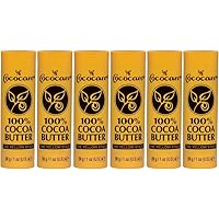 Cococare 100% Cocoa Butter Stick - All-Natural Cocoa Butter Emollient for Ultimate Skin Hydration & Protection - The Yellow Stick - (6 Pack)