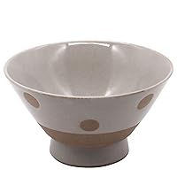 24to3 Nishitomi Pottery Hasami Ware Rice Bowl, Large, Earthenware Polka Dot, Made in Japan, Black