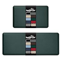 KANGAROO Anti Fatigue Comfort Mat, Small 17x24 Size and Large 70x24 Size Set, Both in Hunter Green Color, 2 Item Bundle