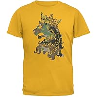 Old Glory Camo Heraldic Lion Gold Adult T-Shirt - Small
