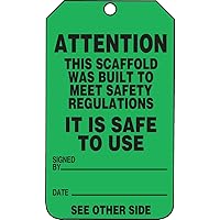 AccuformNMC Scaffold Status Tags, 25 Pack Green Attention Scaffold Safety Tags “Safe to Use”, 5.75” x 3.25”, Durable Water-Resistant 10-mil Thick PF-Cardstock with Punched Hole, Made in USA, TRS328CTP
