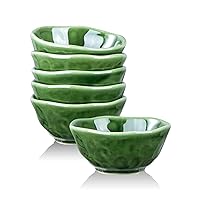 vicrays Ceramic Small Dessert Bowls Set - 10 oz, Set of 6, Microwave, Oven and Dishwasher Safe, for Rice, Ice Cream, Soup, Snacks, Cereal, Chili, Side Dishes etc, Kitchen Bowls Set(Green)