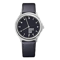 Mondaine - Mens Watch - Womans Watch - Helvetica No1 Wrist Watch Unisex (MH1.R2220.LB) Swiss Made - Black Leather Strap - Silver Stainless Steel Case and Black Dial - - Made in Switzerland