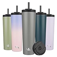 34OZ Insulated Tumbler with Lid and 2 Straws Stainless Steel Water Bottle Vacuum Travel Mug Coffee Cup,Gray