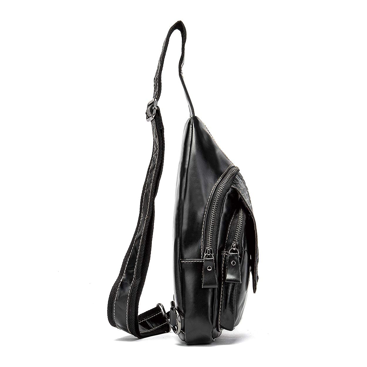 NIUCUNZH Handmade Genuine Leather Crossbody Sling Bag Crocodile Embossing Chest Bag Waterproof Shoulder Bag