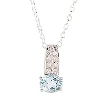 NOVICA Handmade Blue Topaz Pendant Necklace 3 Carat from India .925 Sterling Silver Cubic Zirconia Gemstone 'Timeless Sparkle'