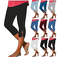 Capri Legging for Women Plus Size Summer Crop Pants Tummy Control Leggings Capri Yoga Leggings Athletic Workout Leggings