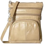 SILVERFEVER Women's Shoulder Crossbody Round RFID Pocket Small Genuine Leather Bag