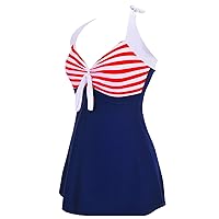 AONTUS Women's Plus Size Swimsuits Tummy Control One Piece Swim Dresses Bathing Suits
