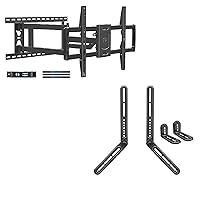 Mounting Dream MD2285-LA Long Arm TV Mount for 37-75 Inch TVs with Max VESA 600x400mm and 100 LBS Loading and MD5420 Sound Bar Mount for Mounting Above or Under TV Up to 15 LBS Loading