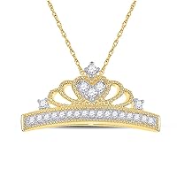 The Diamond Deal 10kt Yellow Gold Womens Round Diamond Crown Fashion Pendant 1/6 Cttw