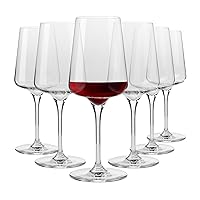 Krosno Red Wine Glasses | Elegant Design | Set of 6 | 16.91 oz | Infinity Collection | Traditional Craft | Ideal for Home Restaurant and Party | Dishwasher Safe | Gift Idea | Made in Europe