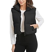 PEHMEA Women’s Cropped Puffer Vest Zip Up Stand Collar Sleeveless Jacket Winter Gilet Puffy Vest