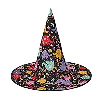 Mqgmzcolorful Elephant Print Enchantingly Halloween Witch Hat Cute Foldable Pointed Novelty Witch Hat Kids Adults
