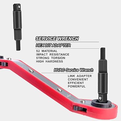 HVAC Service Wrench Set, Air Conditioner Valve Curved Ratchet Wrench (1/4,  3/8, 3/16, 5/16), with Hexagon Bit Adapter Tool Kit for Refrigeration