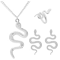 Snake Jewelry Set for Women Gothic Snake Necklace Rings Earring Set Layered Snake Necklace Serpent Gold Necklaces