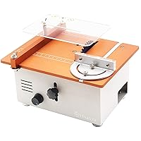 Huanyu Mini Table Saw 360W Desktop Circular Saw Stepless Speed Change Saw Blade Lifting Electric Cutter Tool Double Motor High Speed Strong Cutting Hard Materials Household DIY (Professional Set)